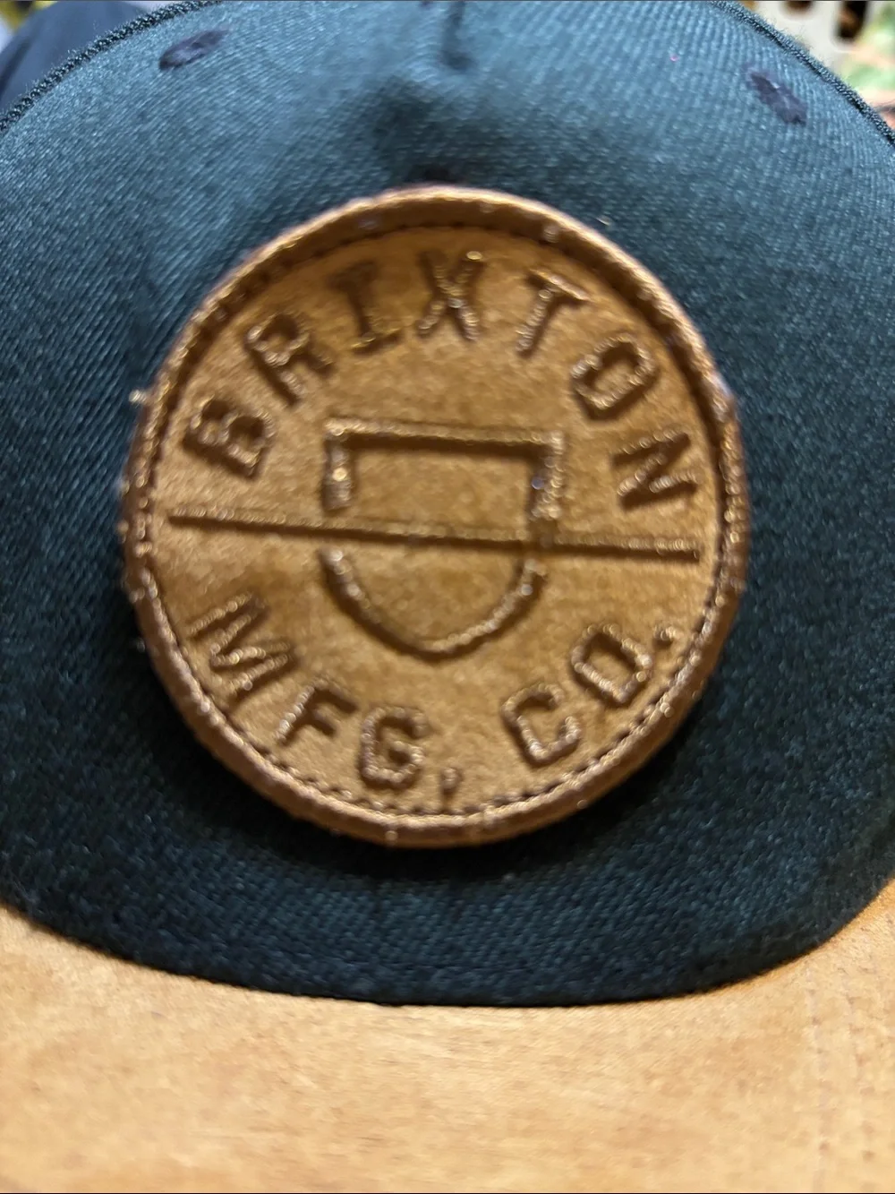 Brixton Two-Tone Patch Cap — Dark Green Crown & Tan Brim